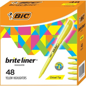 image:imageBIC Brite Liner Yellow Highlighters Chisel Tip Pack of 48