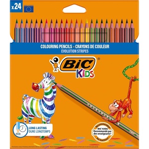 image:imageBIC Kids Evolution Stripes Colouring Pencils  Assorted Colours 24 Count Pack of 1