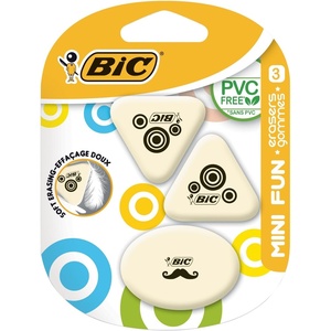 image:imageBIC Mini Fun Synthetic Rubber Erasers Blister Pack of 3